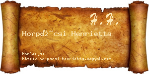 Horpácsi Henrietta névjegykártya