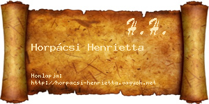 Horpácsi Henrietta névjegykártya